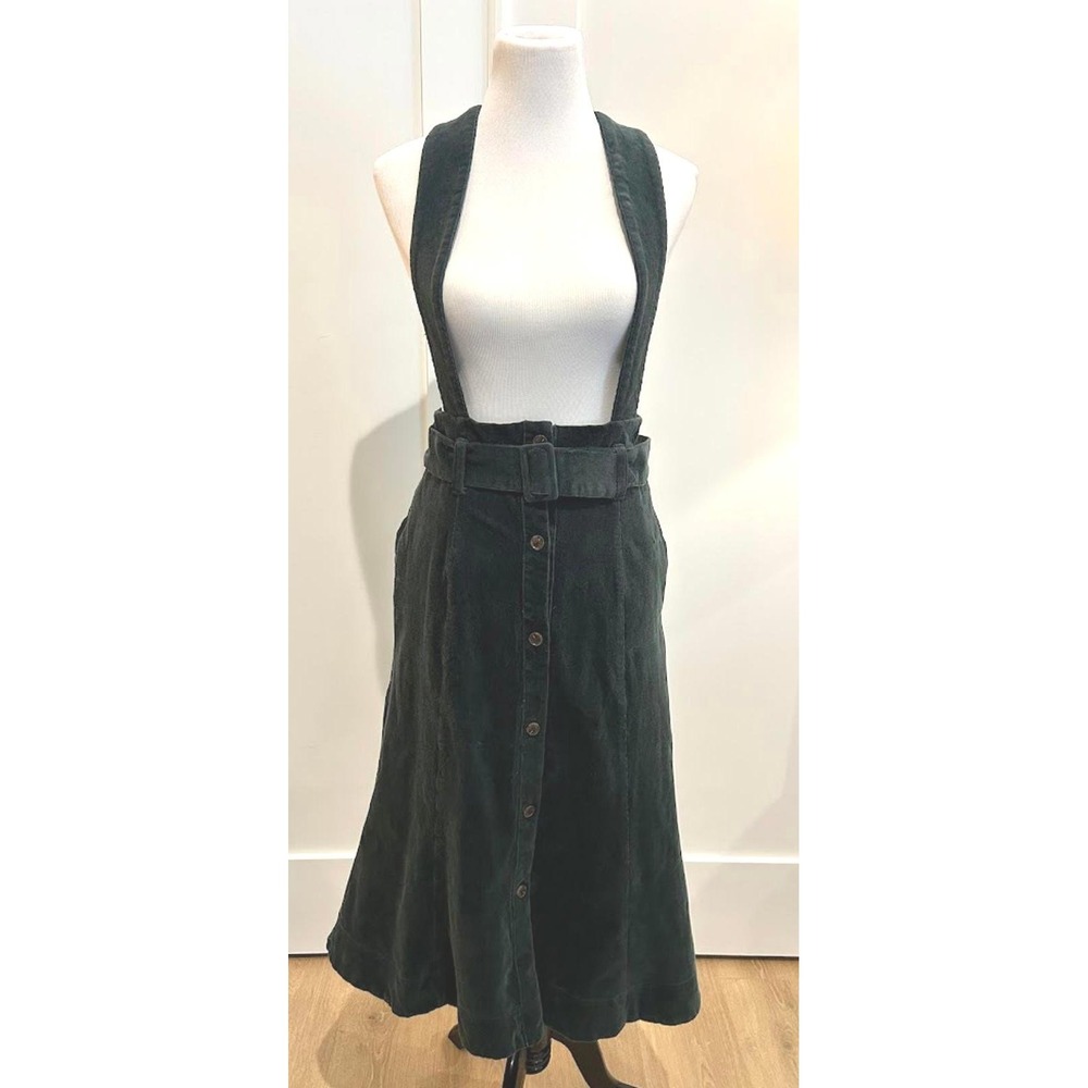 Anthropologie Maeve Corduroy Pinafore Pull on Midi Skirt Preppy Size 6 Cottage